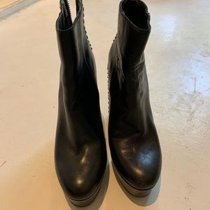 Dolce Vita Studded Platform Black Leather Booties